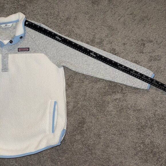 Vineyard Vines Mixed Media Sherpa Shirt 1/2 Snap Button Pullover Womens Small S - Picture 3 of 6